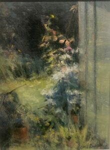 James English Behind the green house. Oil 20x15cms