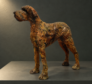 Textured Bronze Dog Sculpture