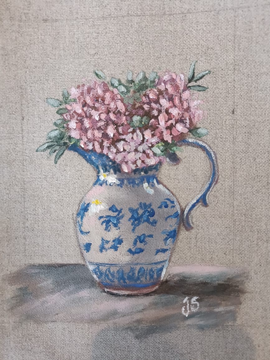 Jaluan Schultz Pink Flowers in Jug