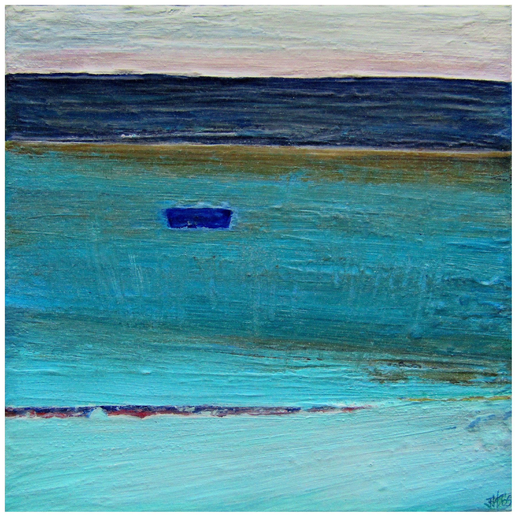 Jackie Mitchell 'OceanLines' 13x13cm Acrylic on Canvas