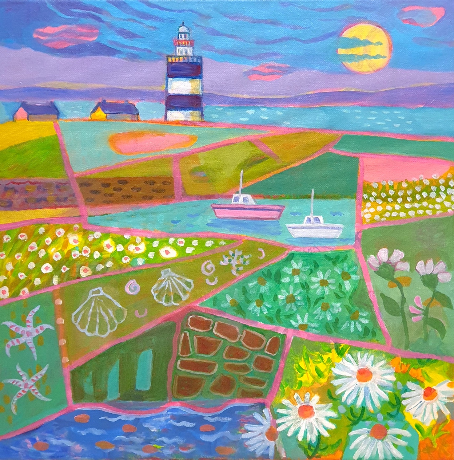 Marja van Kampen Summer at Hook Head acrylic on canvas 40x40cm