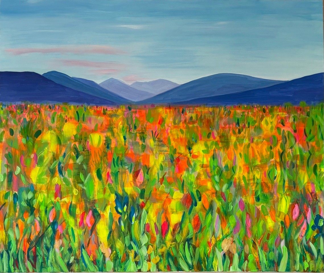 Gina Fegan Blue Hills Summer Pastures, 100x120cm, Acrylic on Canvas