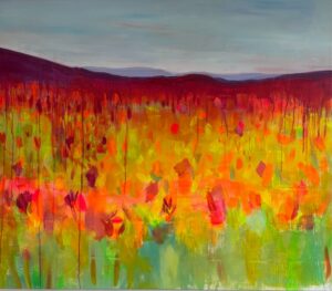 Gina Fegan Promise of Summer Flowers, 110x120cm, Acrylic on Canvas