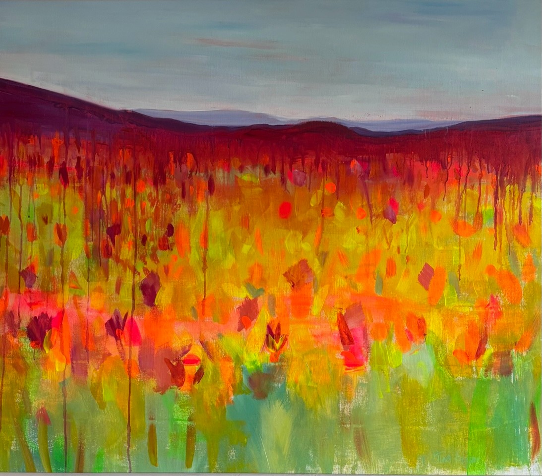 Gina Fegan Promise of Summer Flowers, 110x120cm, Acrylic on Canvas
