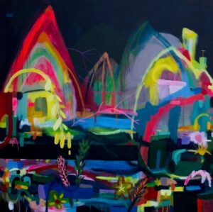 Michelle Harton Clandestine, 70 x 70 x 4cm, mixed media on canvas