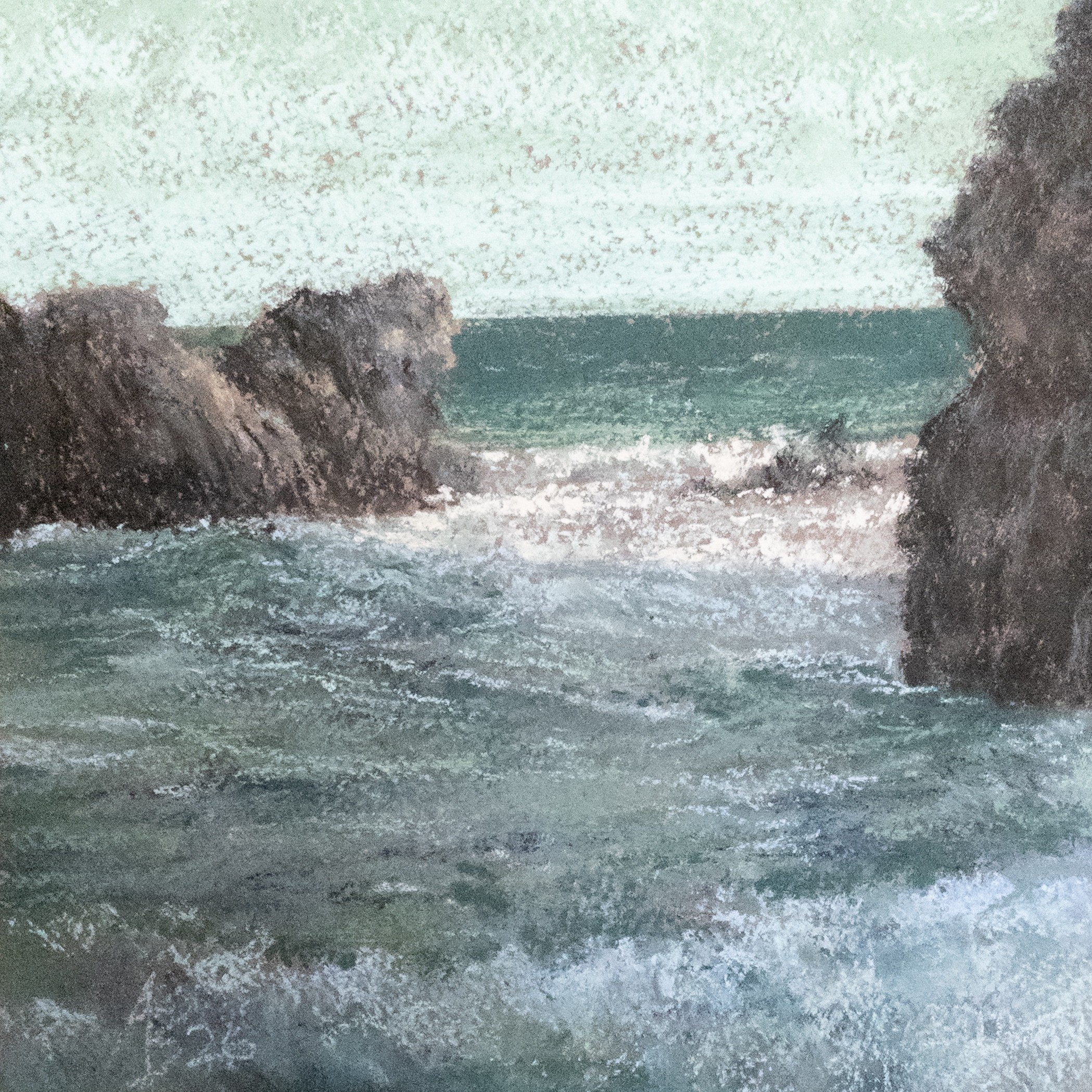 Aidan Butler Coastal Shadows 20x20cm Pastel