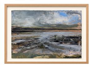 Framed Moody Coastal Marsh Painting