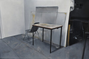 Gerry Davis Studio Space 8 (Table), Oil on Canvas, 46 x 30 cm, 2016