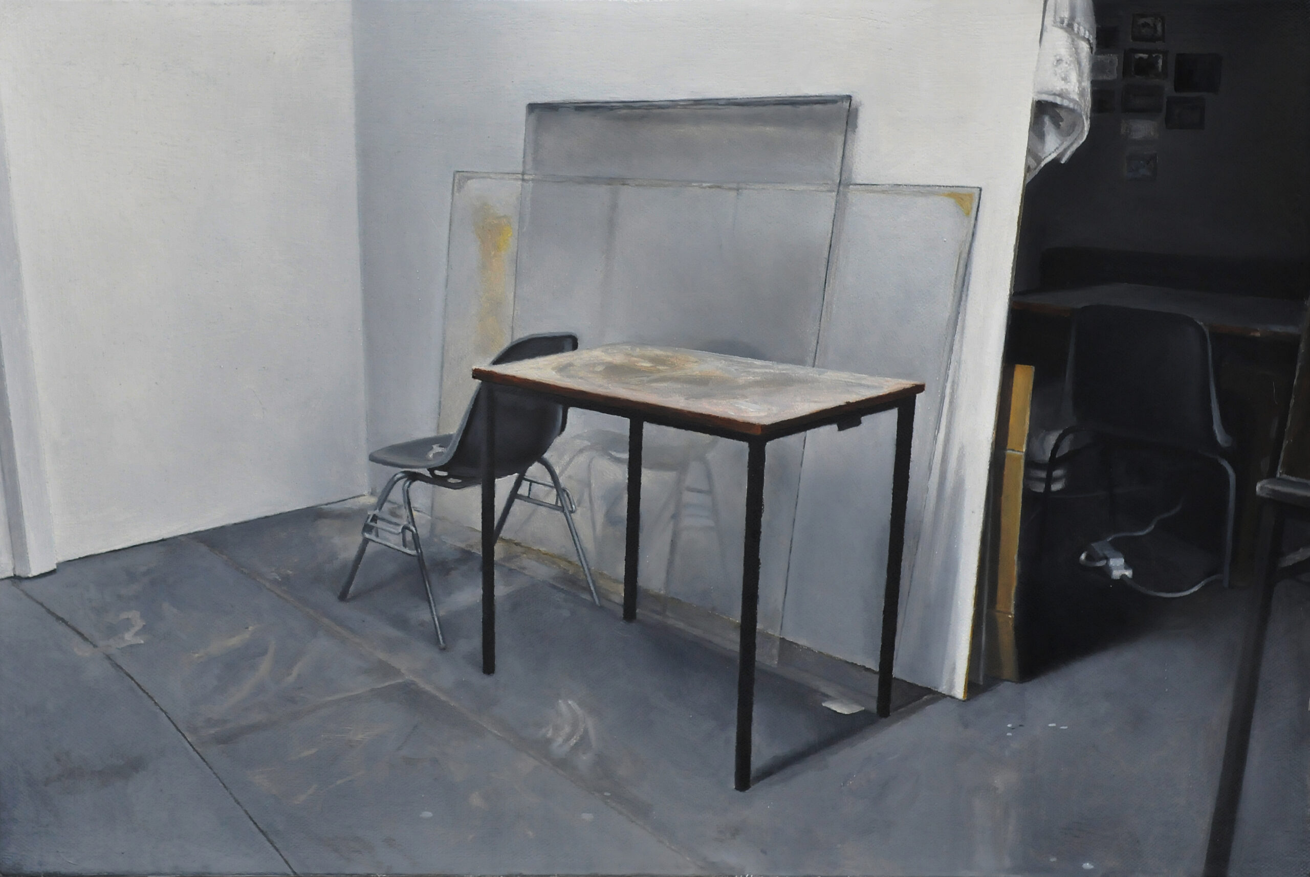 Gerry Davis Studio Space 8 (Table), Oil on Canvas, 46 x 30 cm, 2016