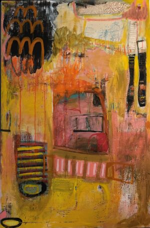 Helen O Connell A controlled accident Acrylic and mixed media 100 x 150cm