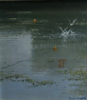 James English Gulls at Low Tie Oil 20 x 20cm