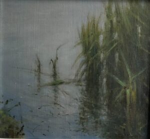 James English Pond Iris, March Oil 20 x 22cm