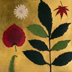 Jean Bardon Pressed flower and Autumn leaves Etching with Gold Leaf