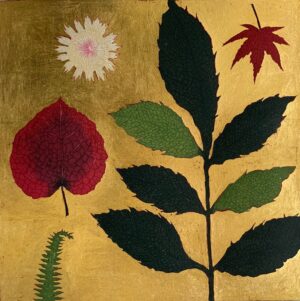 Jean Bardon Pressed flower and Autumn leaves Etching with Gold Leaf