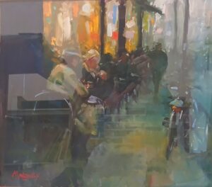 Paul Maloney A Winters Tale. Oil on panel 16×20in