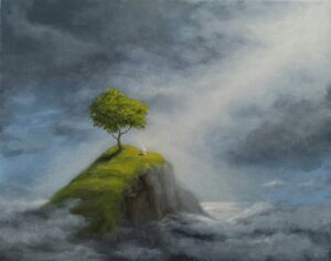 Robert Ryan A Peap into Heaven Oil on canvas over panel 30 x 38cm
