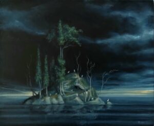 Robert Ryan Island of the Damned Oil on canvas over panel  30 x 38cm